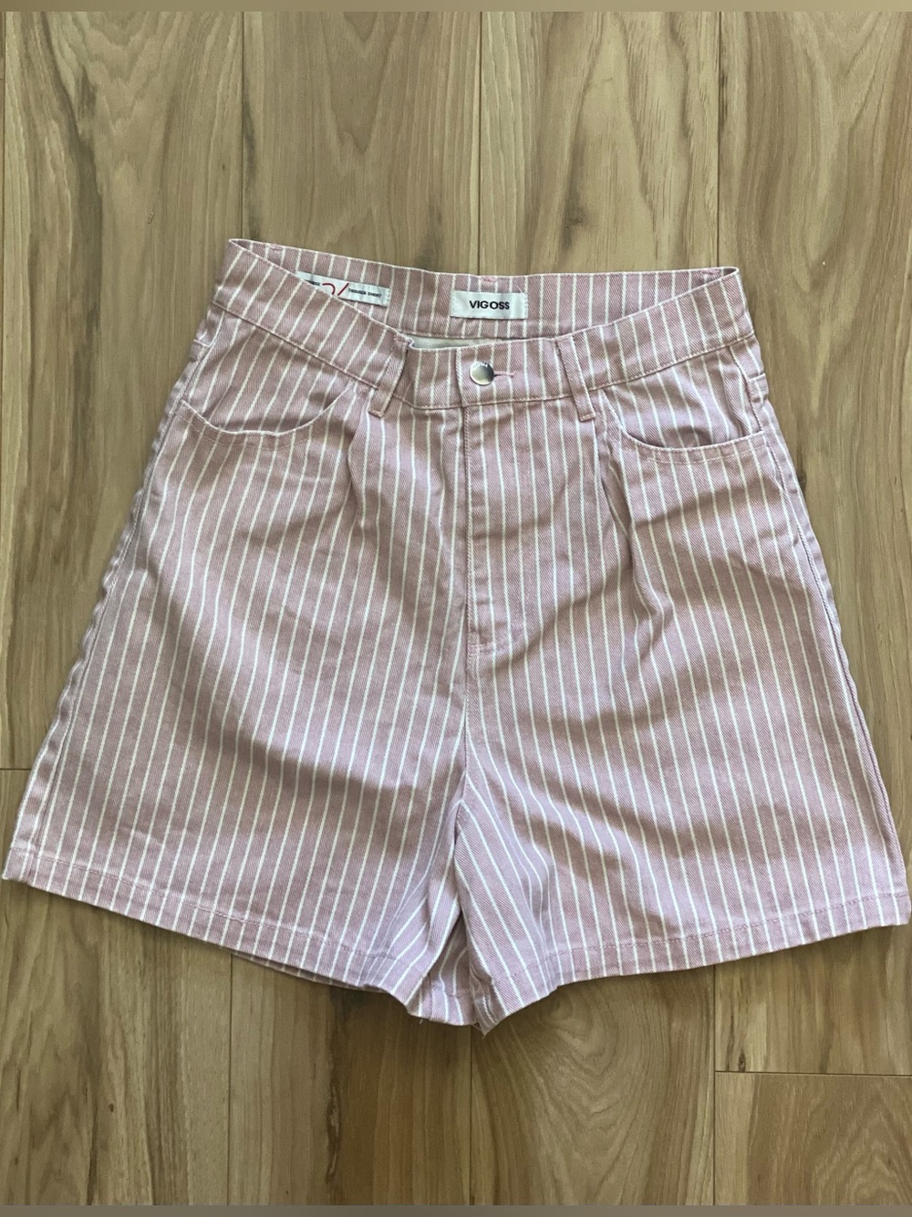 Vigoss Trouser Short Vertical-Striped High-Rise Shorts Size 27